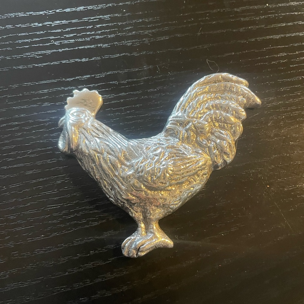 Silver Rooster Figurine